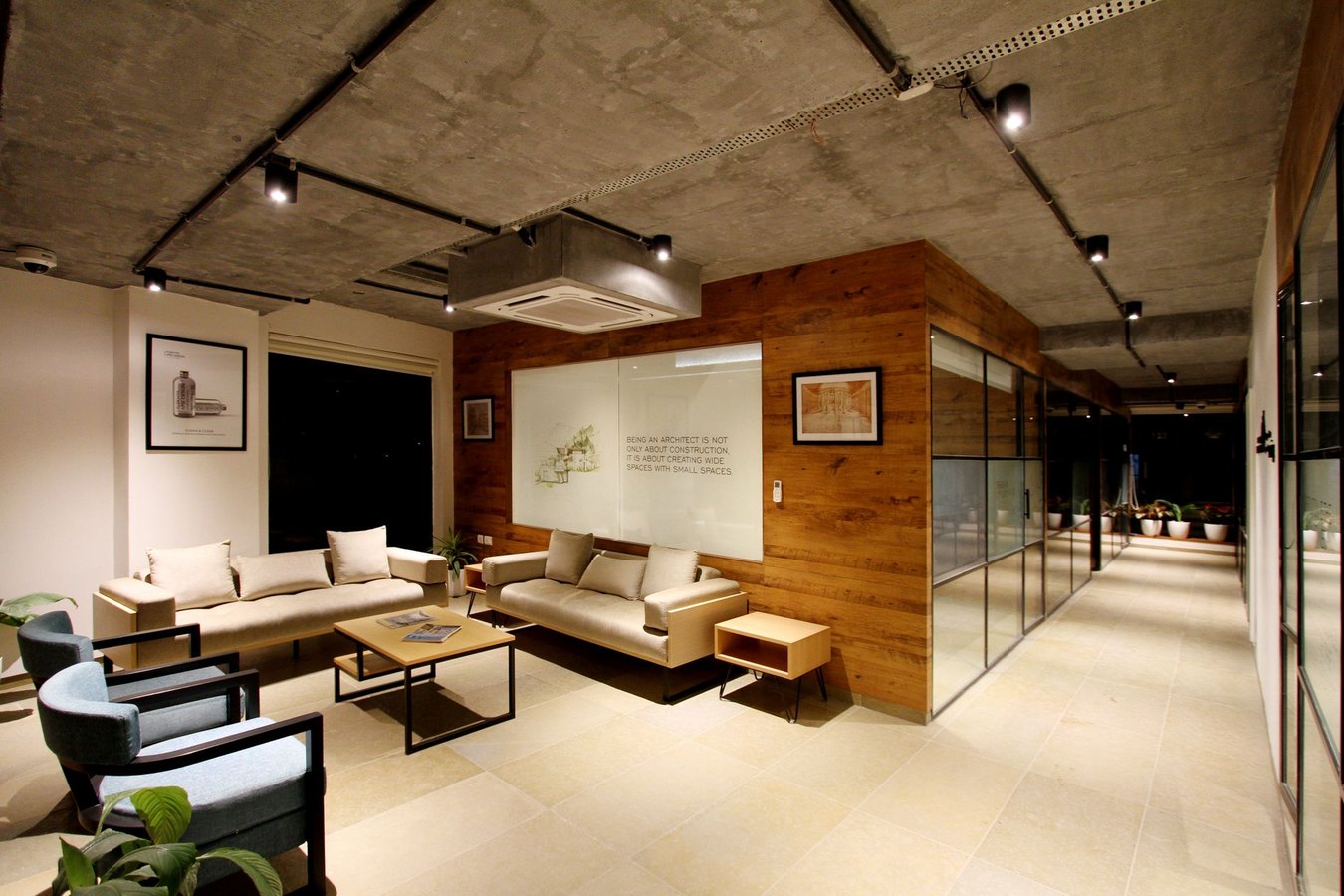 Modern office workspace with natural light and clean surfaces